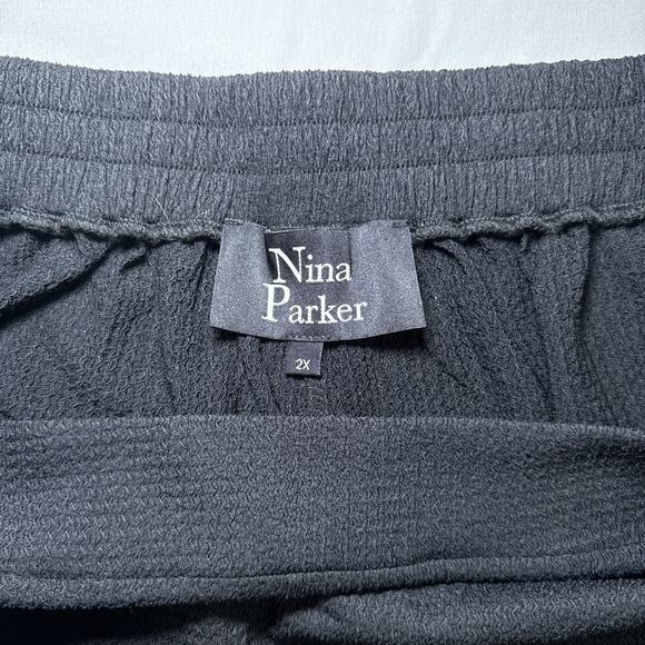 Nina Parker Womens Pull On Textured Black Knit Wide Leg Pants Plus Size 2X NWOT - Picture 2 of 14